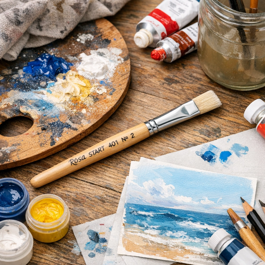 Пензель плоский зі щетини ROSA START №2 — Живопис