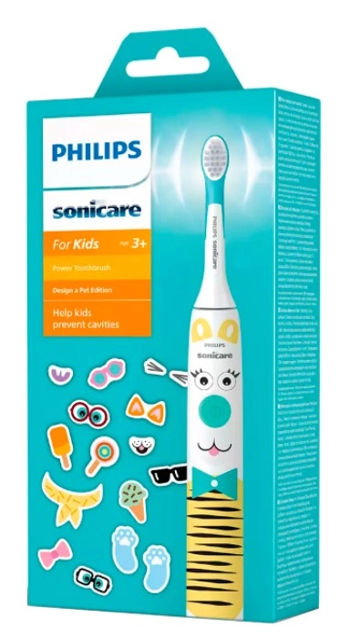 Щітка зубна електр. Philips, Philips Sonicare For Kids, для дітей, насадок-1, 2 комплекти наклейок, білий — фото 2