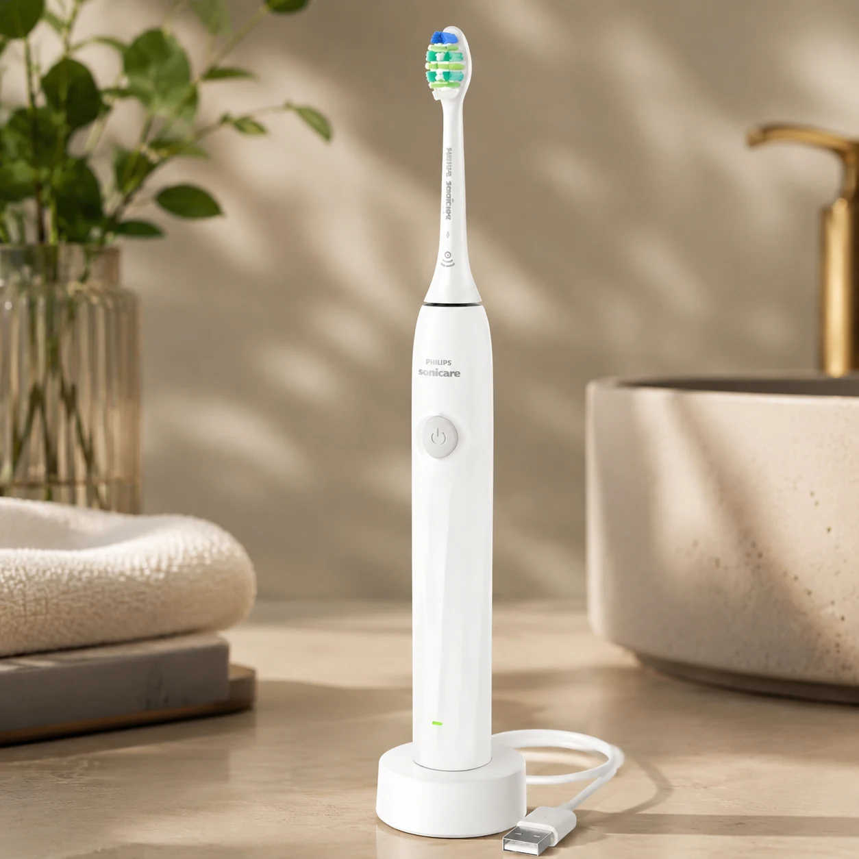 Щітка зубна електр. Philips, Sonicare 2100, насадок-1, 2 рівні інтенсивності, білий — 