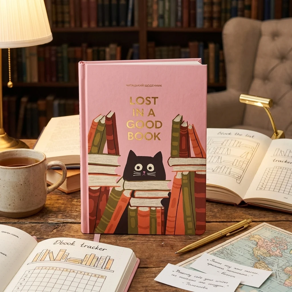 Щоденник читацький "Lost in a good book" рожевий