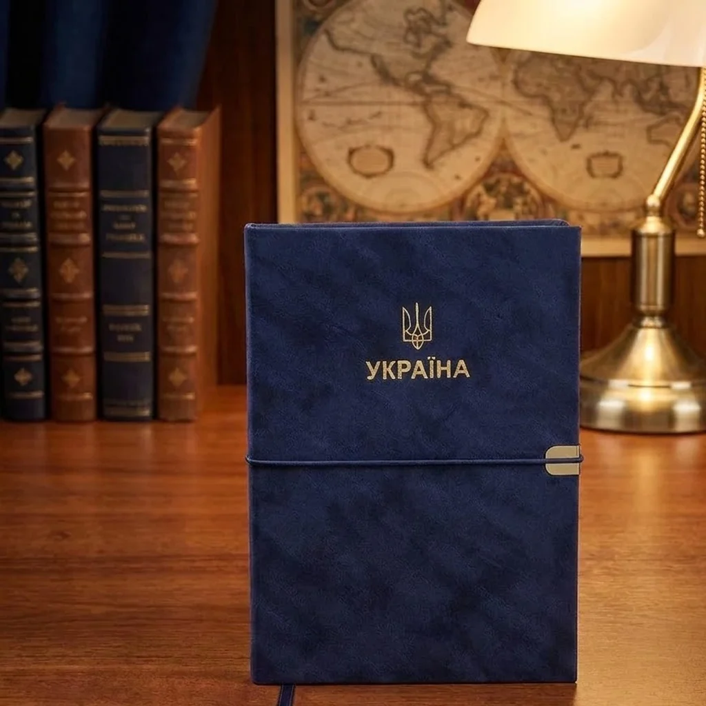 Щоденник датований А5 168 аркушів шамо, синя обкладинка на резинці, Velour Buromax