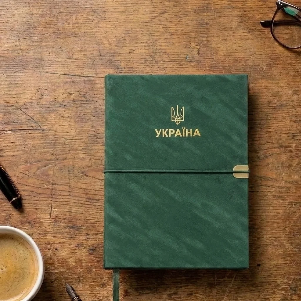 Щоденник датований А5 168 аркушів шамо, зелена обкладинка на резинці, Velour Buromax