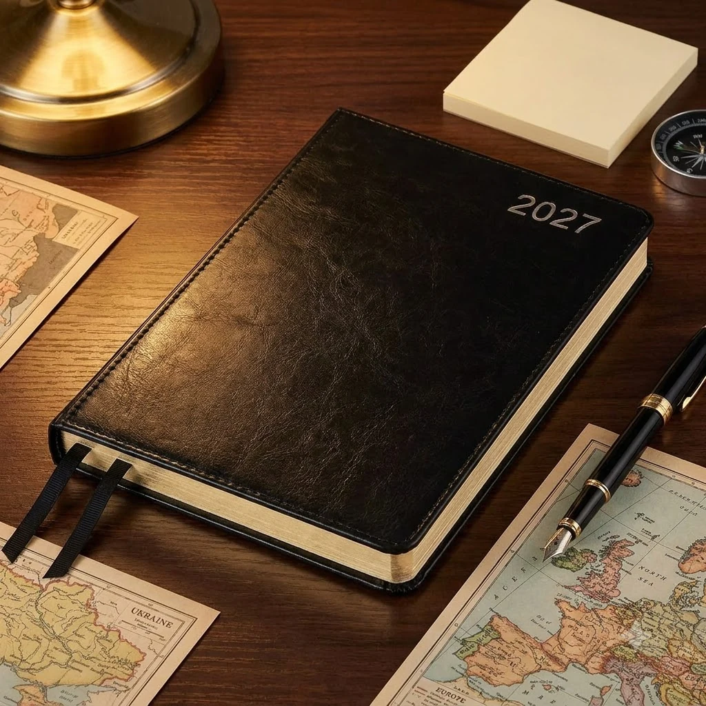 Щоденник датований А5 184 аркуша, папір шамо, обкладинка чорна City Leo planner