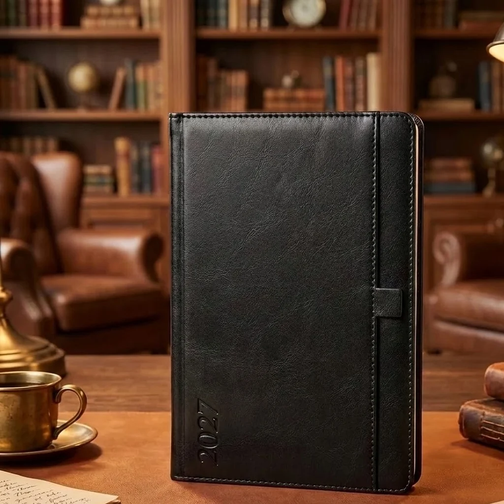 Щоденник датований А5 184 аркуша, папір шамо, обкладинка чорна Legacy Leo planner