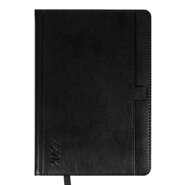 Щоденник датований А5 184 аркуша, папір шамо, обкладинка чорна Legacy Leo planner