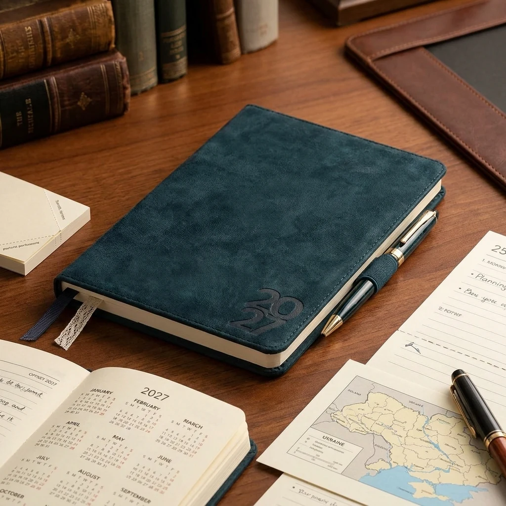 Щоденник датований А5 184 аркуша, папір шамо, обкладинка смарагдова Case Leo planner