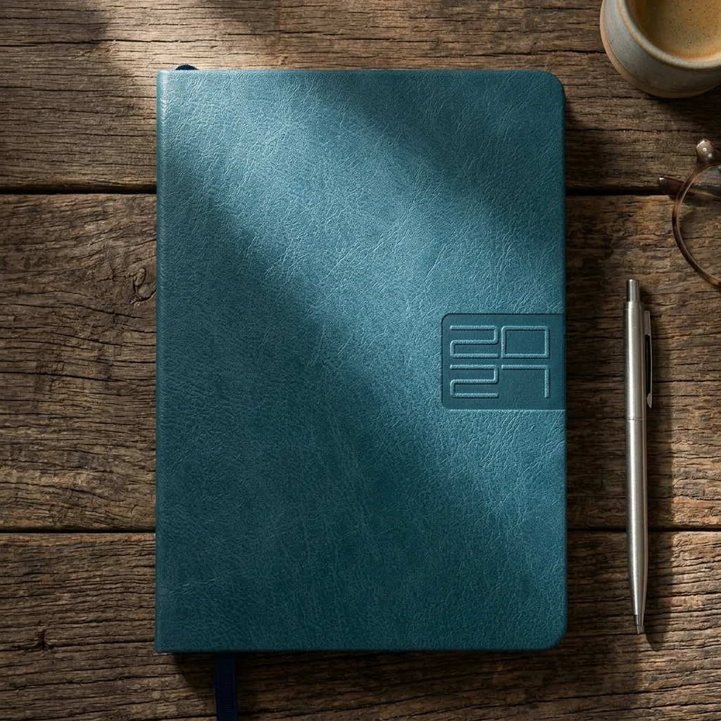 Щоденник датований А5 184 аркуша, папір шамо, обкладинка смарагдова Persona Leo planner