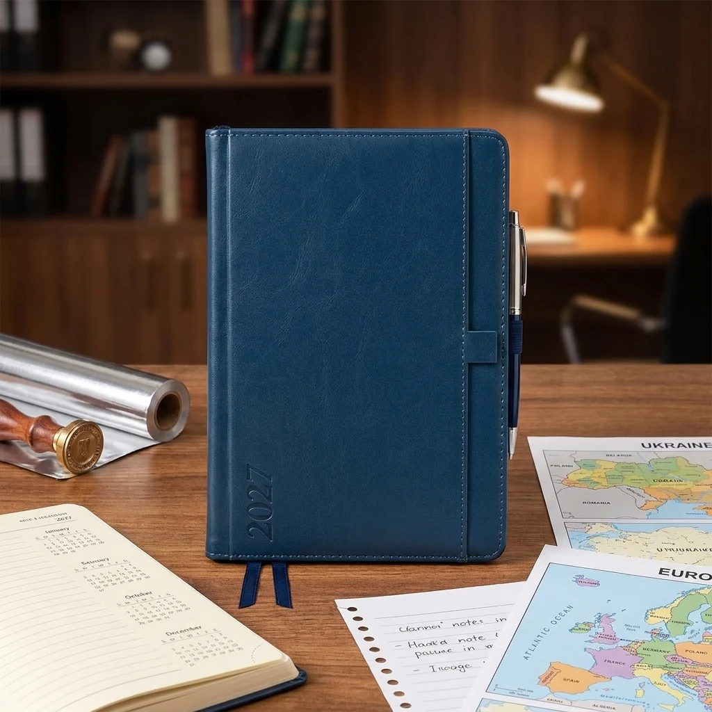 Щоденник датований А5 184 аркуша, папір шамо, обкладинка синя Legacy Leo planner