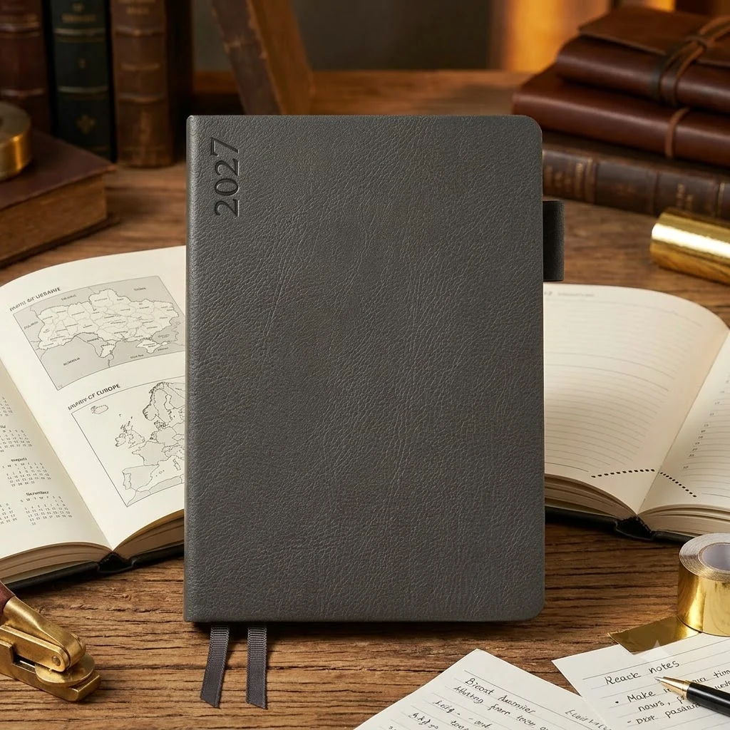 Щоденник датований А5 184 аркушів, папір шамо, обкладинка графіт Binario Leo planner