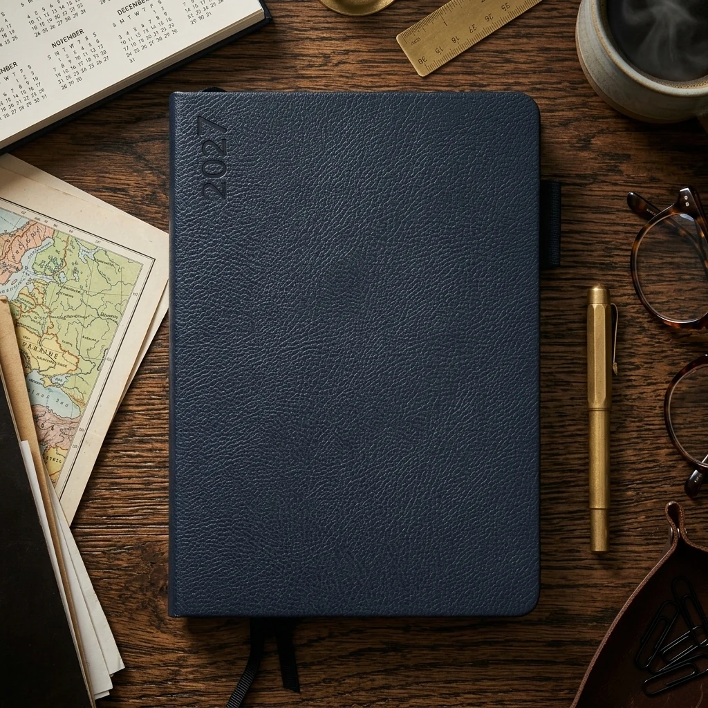 Щоденник датований А5 184 аркушів, папір шамо, обкладинка темно-синя, Binario Leo planner