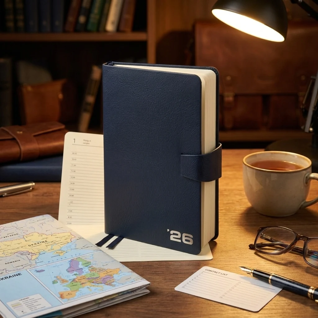 Щоденник датований 12х20 см 2026 Leo Planner Alpha м`який темно-синій