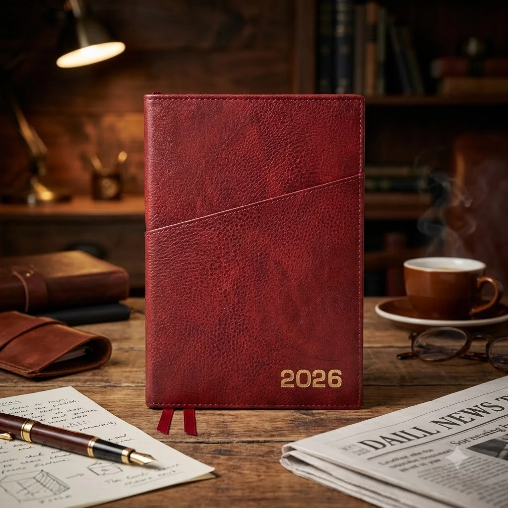Щоденник датований А5 2026 Leo Planner Credo інтегральний бордовий 252645