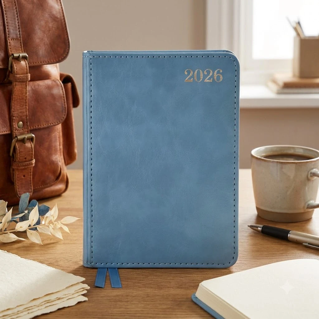 Щоденник датований А6 2026 Leo Planner City твердий блакитний