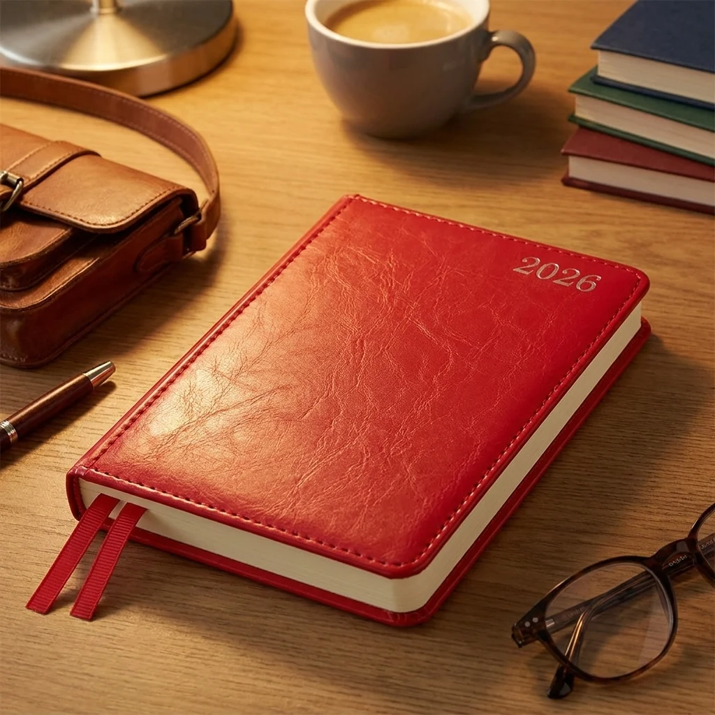 Щоденник датований А6 2026 Leo Planner City твердий червоний 252675