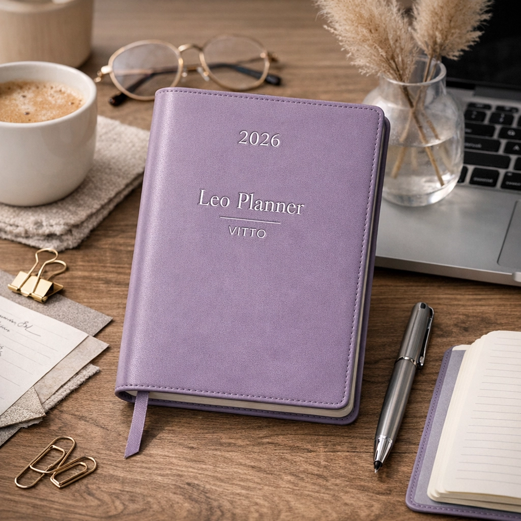 Щоденник датований А6 2026 Leo Planner Vitto м`який димчасто-ліловий