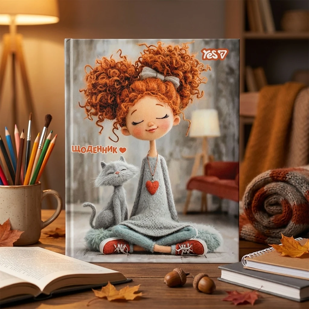 Щоденник шкільний А5 40 аркушів, тверда обкладинка "Curly Girl" Yes