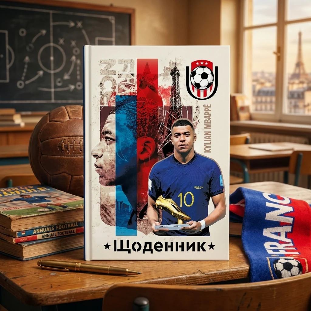 Щоденник шкільний А5 40 листів, тверда обкладинка, Кіліан Мбаппе