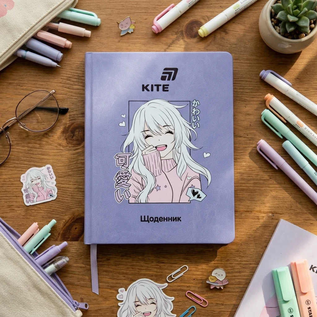 Щоденник шкільний А5 42 аркуша, обкладинка PU, Kite "Anime"