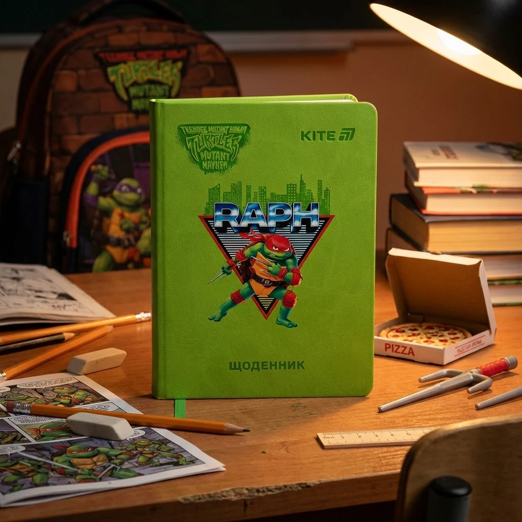 Щоденник шкільний А5 42 аркуша, обкладинка PU, Kite "Ninja Turtles"