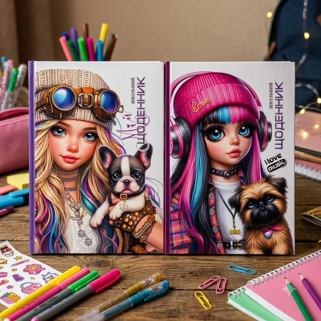 Щоденник шкільний В5 40 аркушів, тверда обкладинка, Girls