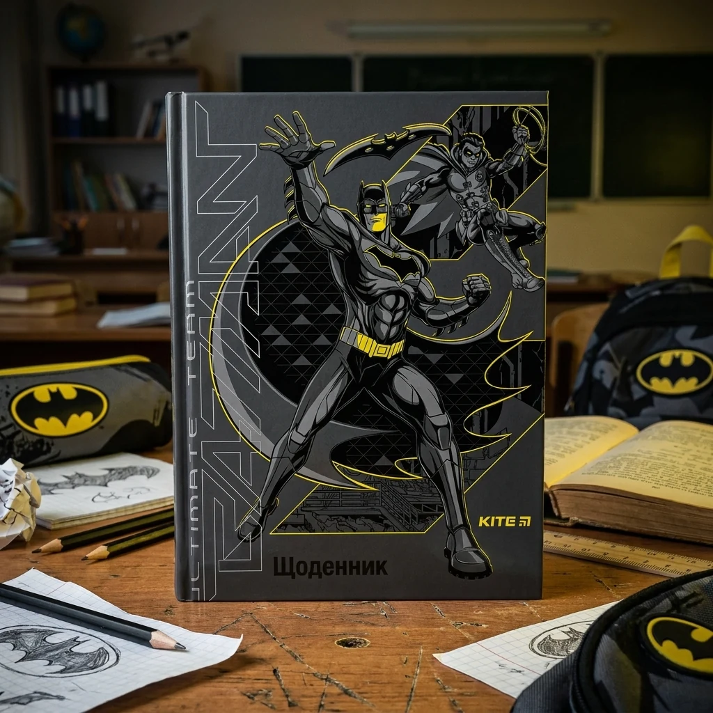 Щоденник шкільний В5 42 аркуша, тверда обкладинка "Batman" Kite