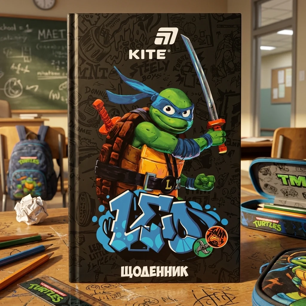 Щоденник шкільний В5 42 аркуша, тверда обкладинка "Ninja Turtles" Kite