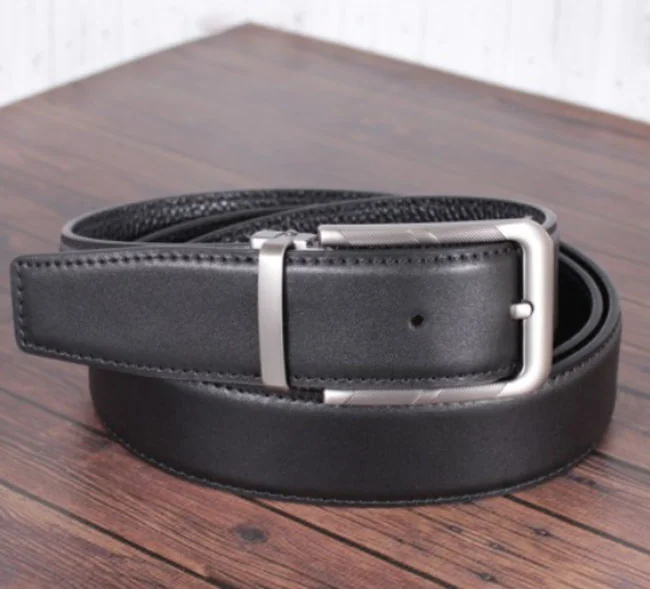 Шкіряний ремень ширина 3,3 см довжина 115 см чорний DE ESSE Leather Collection
