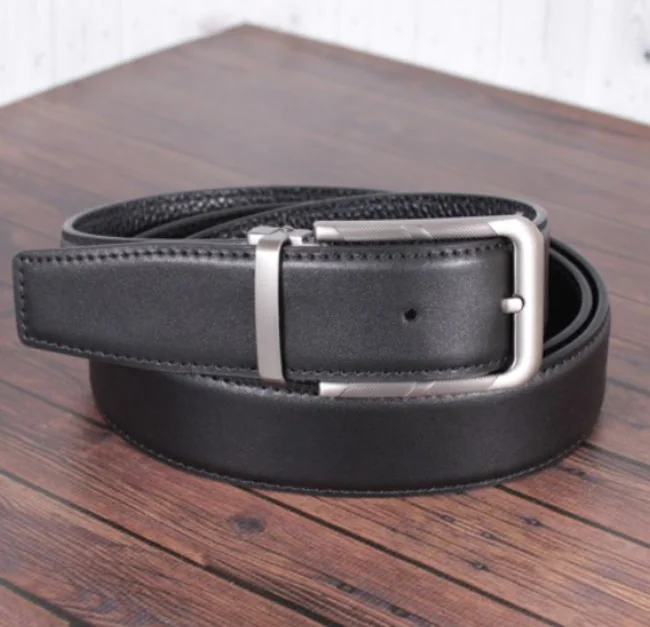 Шкіряний ремень ширина 3,3 см довжина 125 см чорний DE ESSE Leather Collection