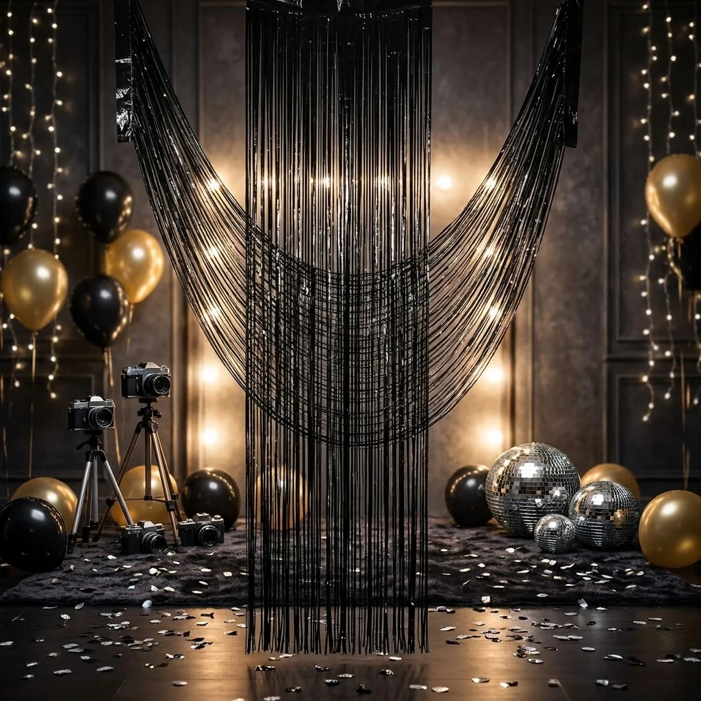 Шторка для фотозони 0,5*2,7 м чорна глянець