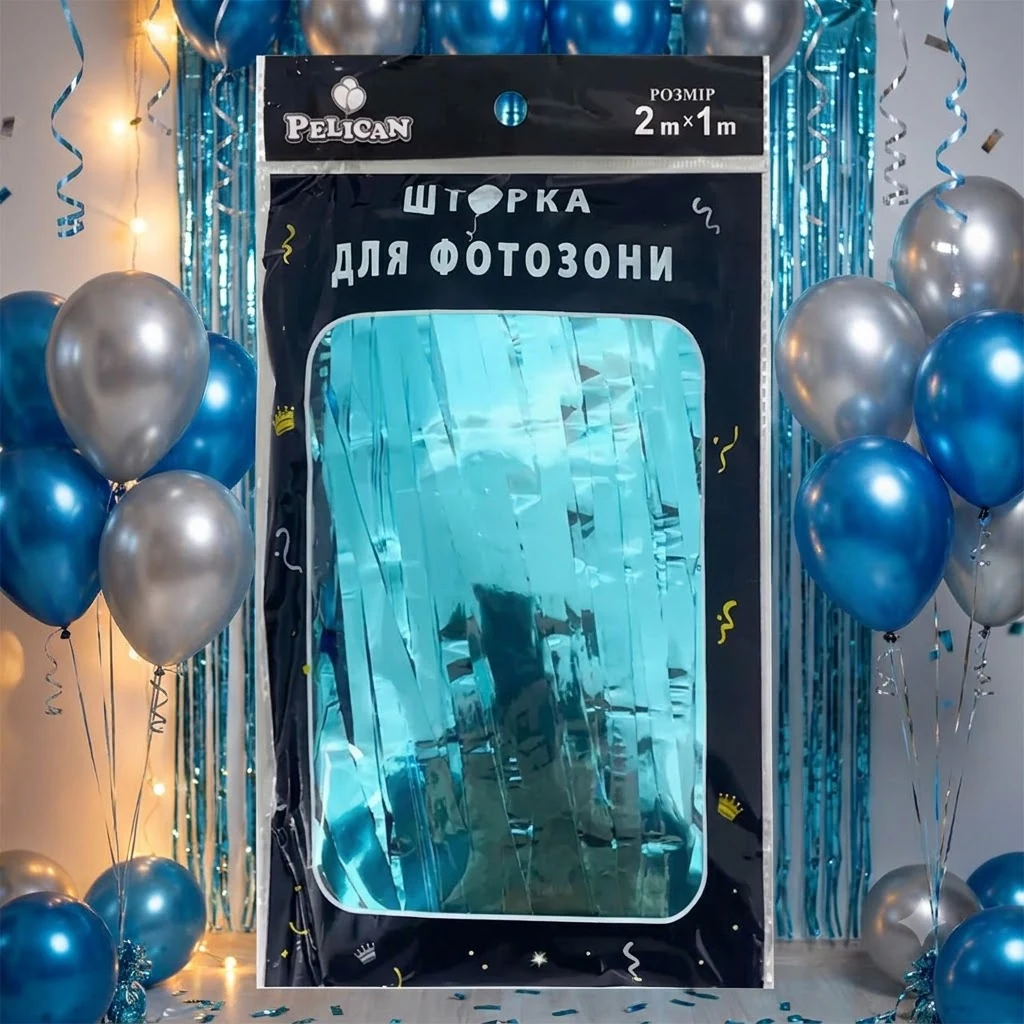 Шторка для фотозони 1*2м блакитна