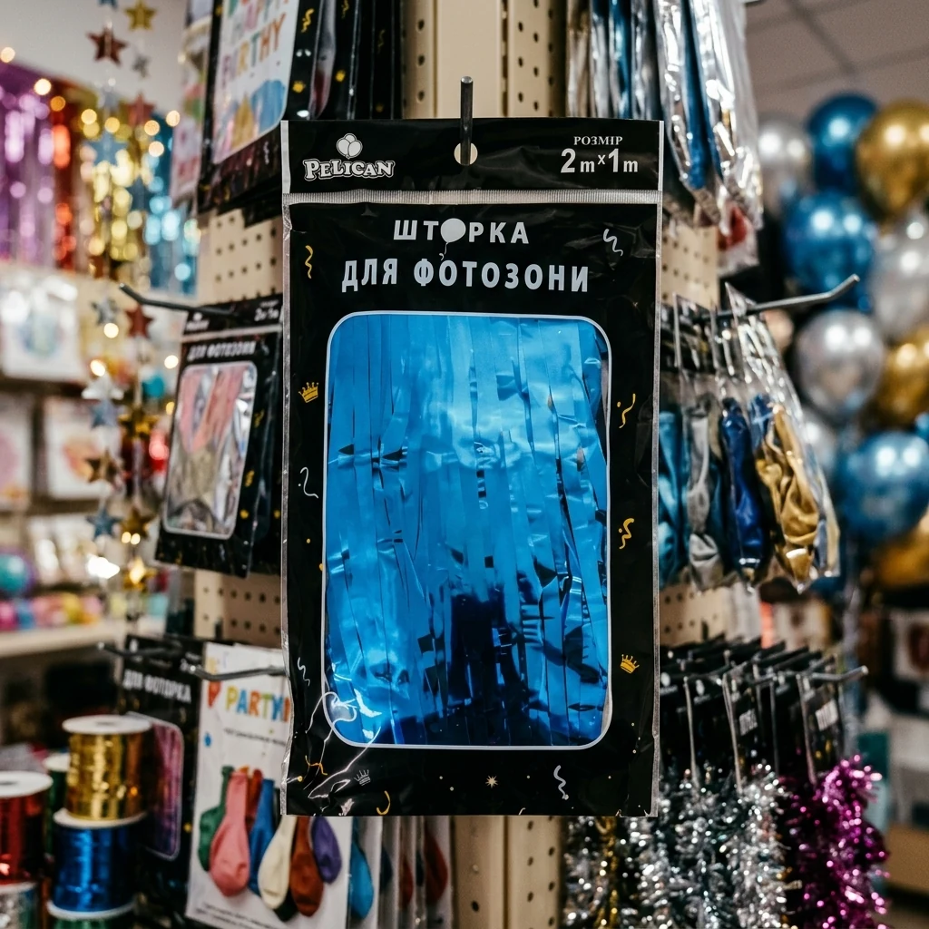 Шторка для фотозони 1*2м синя глянець