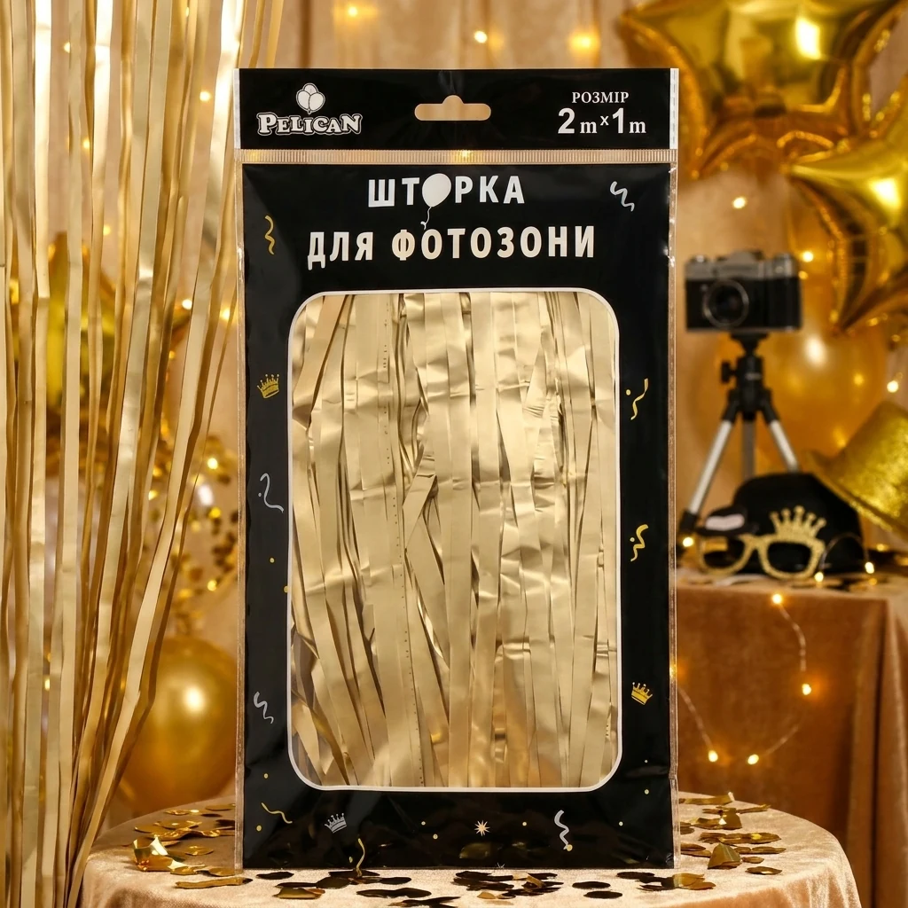 Шторка для фотозони 1*2м золото світле матова