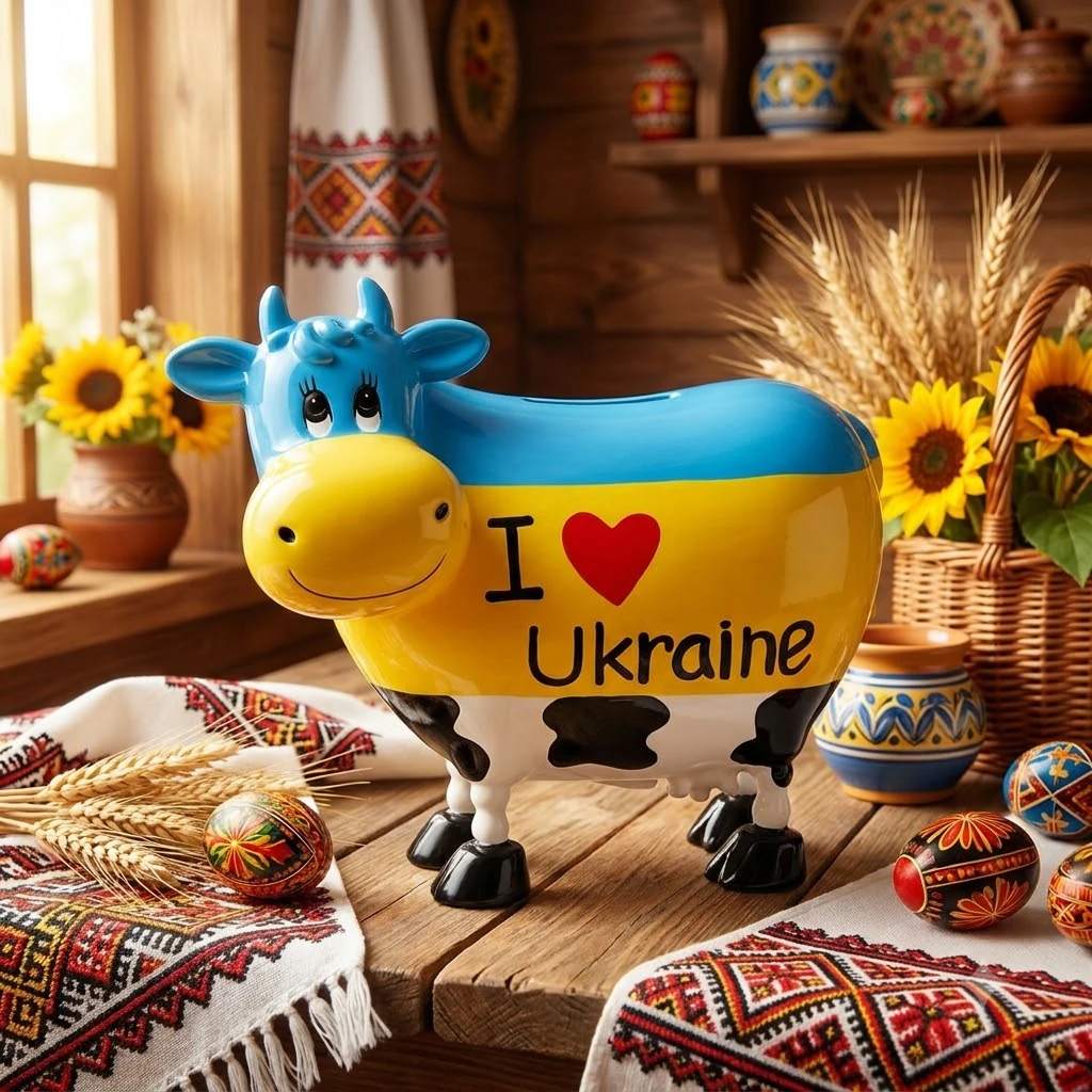 Скарбничка керамічна "I Love Ukraine" 17 см