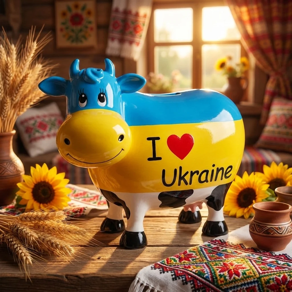 Скарбничка керамычна "I Love Ukraine" 21 см