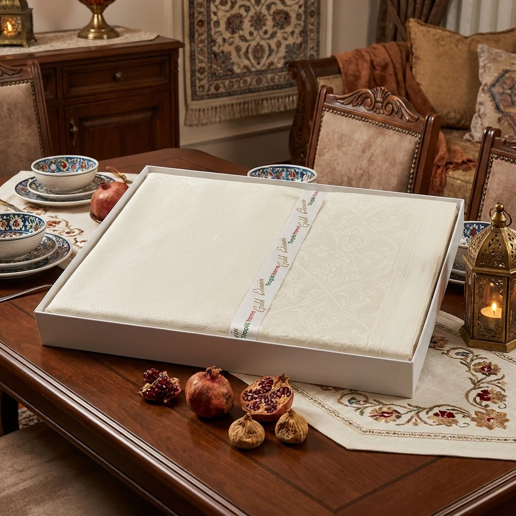 Скатертина "Tropik Home"Paisley" жаккард (160х220) крем