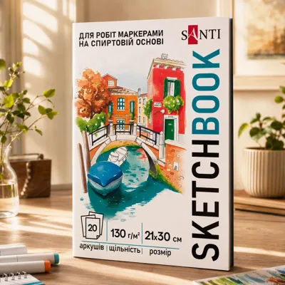 Скетчбук А4 SANTI для маркерів Relax 20 аркушів склейка 130г/м2
