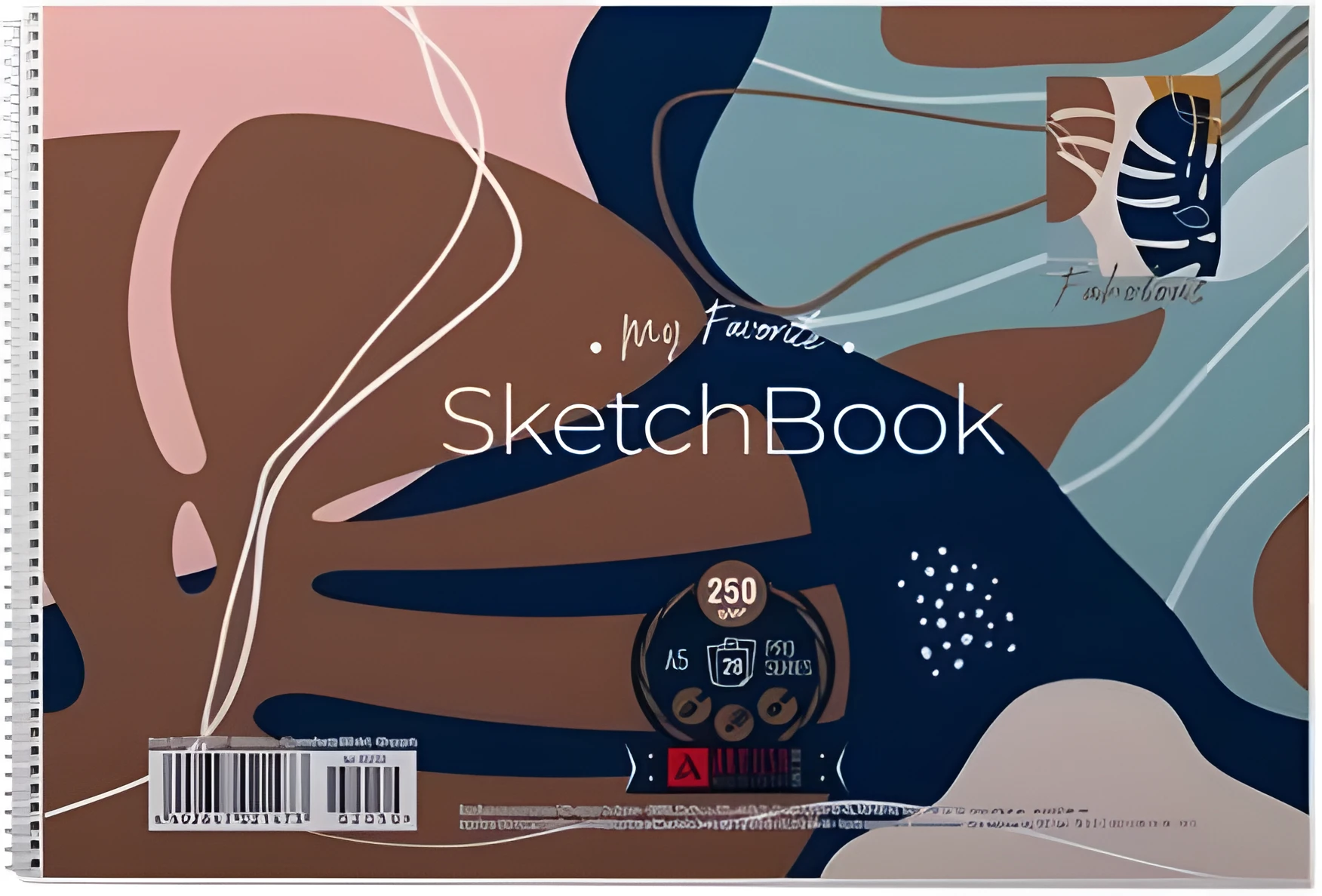 Скетчбук А5 на спіралі 28 аркушів мяка обкладинка білий блок 250г 1В2050 Абстракція