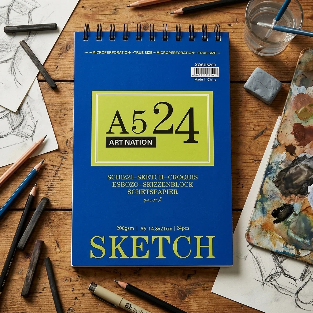 Скетчбук на спіралі, 14,8*22,5 см, 24 аркуші, 200г/м2, Art Nation