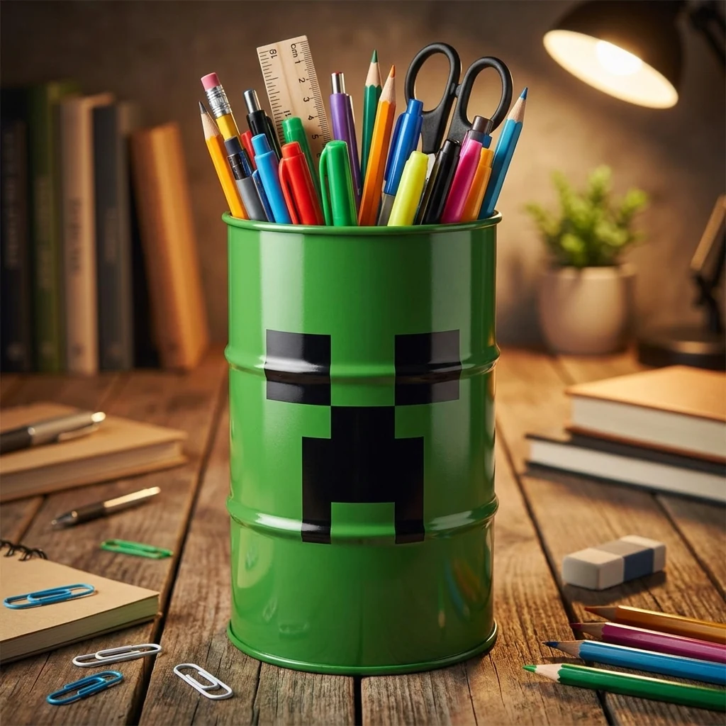 Склянка для ручок металева кругла YES «Minecraft. Creeper»