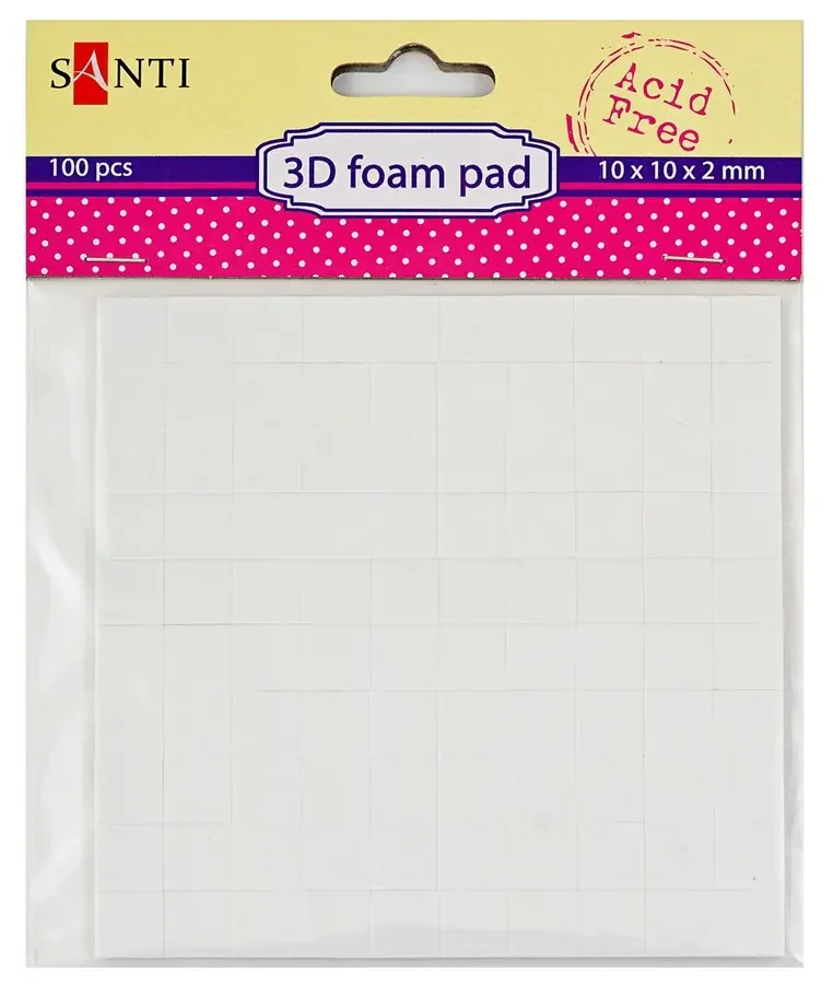 Скотч двосторонній квадратики 10*10 мм, 100 шт в упаковці Santi