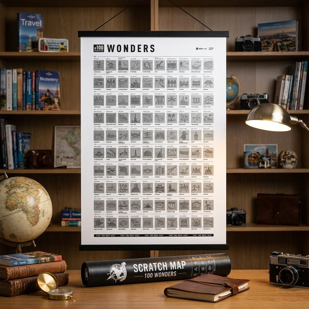 Скретч-карта 100 Wonders edition (дива світу англійською мовою) в тубусі