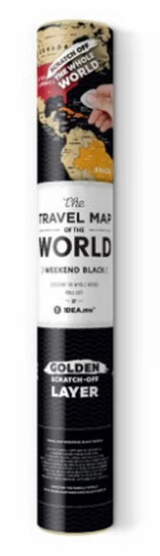 Скретч-карта "Мапа світу" Weekend Black World gold (англійською мовою) в тубусі — фото 3