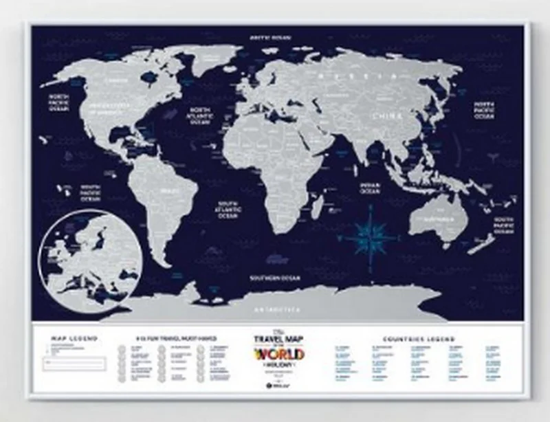 Скретч-карта світу "Travel Map Holiday World" (англійською мовою) в тубусі