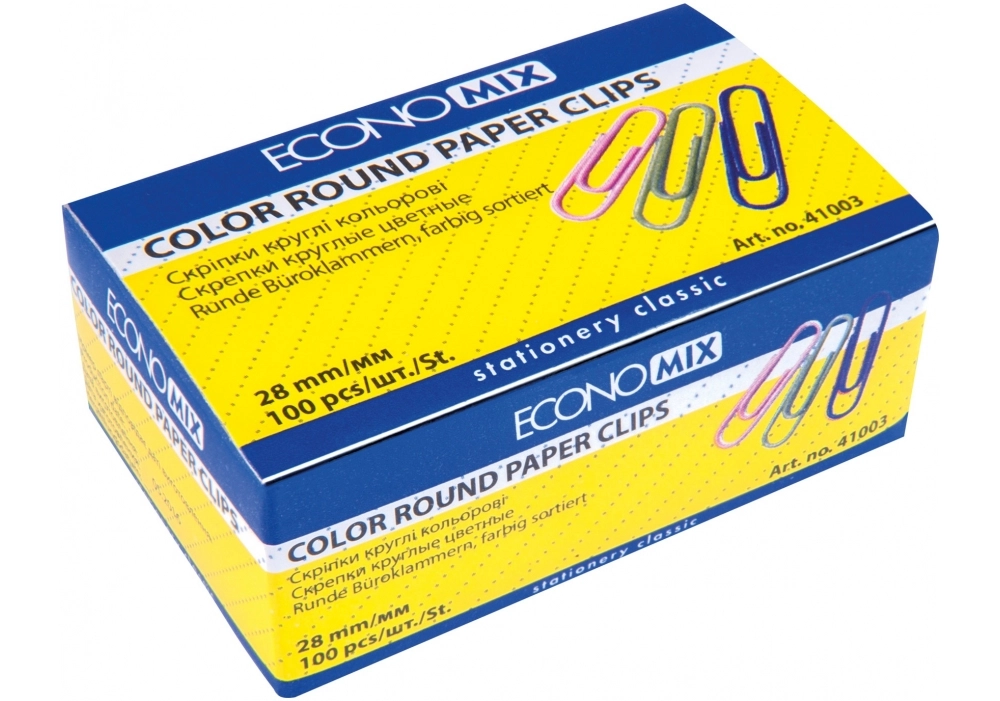 Скріпки 28мм Economix кольорові 100 штук — фото 2