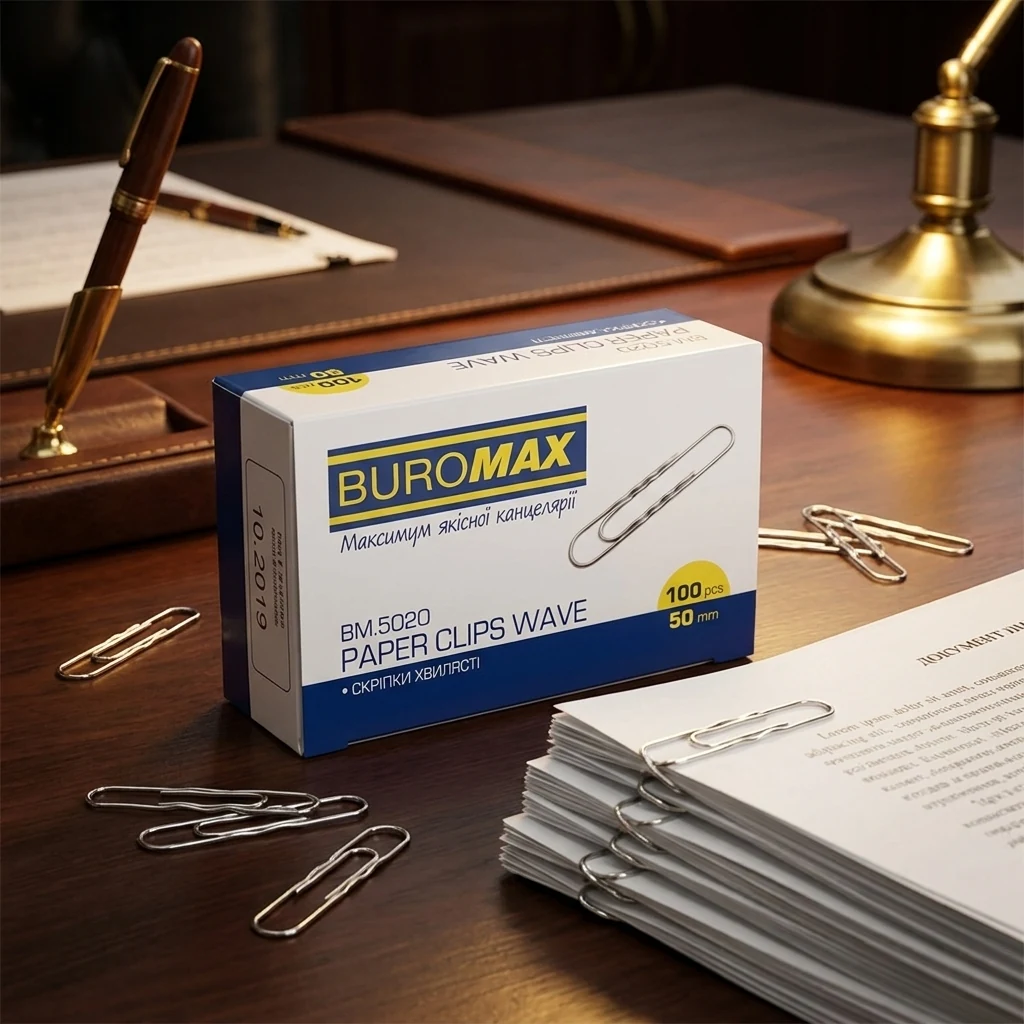 Скріпки хвилясті 50 мм 100 штук BuroMax