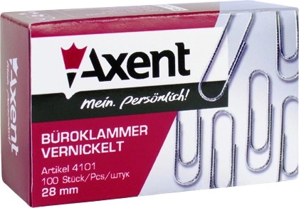 Скріпки Круглі Axent нікель 28мм — фото 2