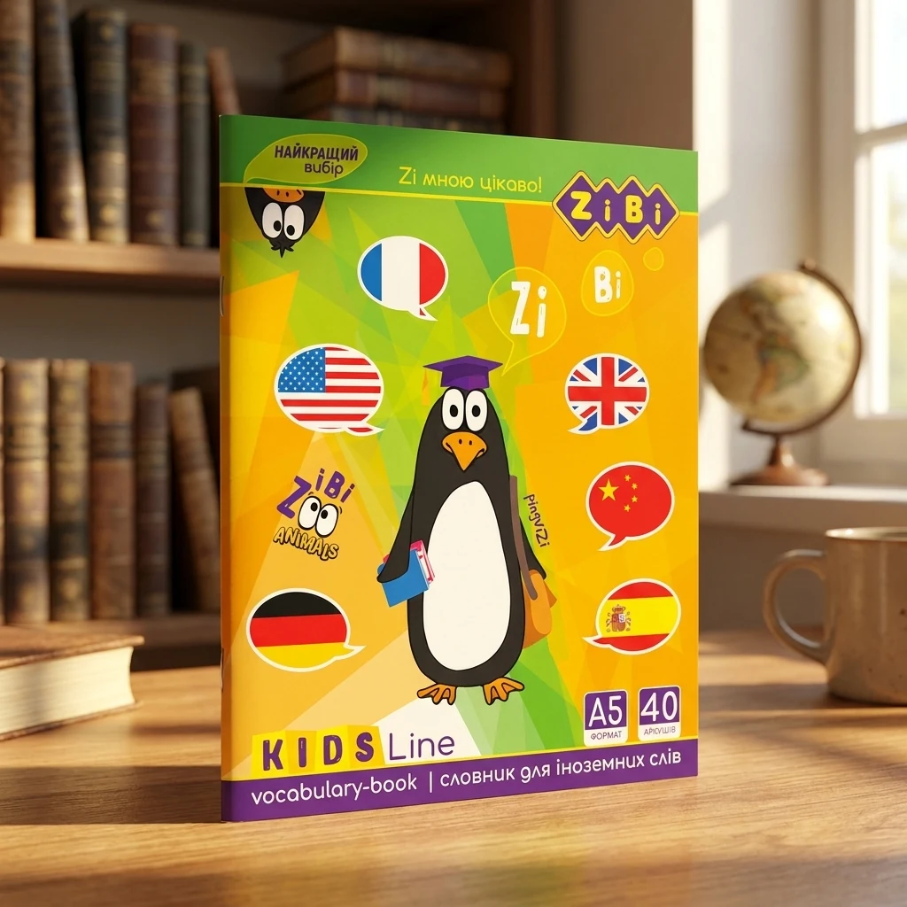 Словник для іноземних слів А5 40 аркушів мяка обкладинка скоба УФ-лак KIDS Line
