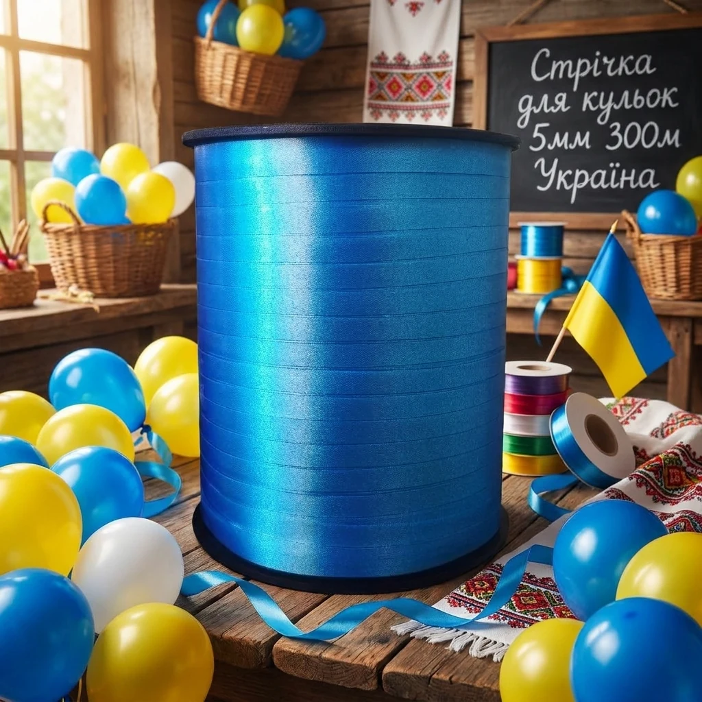 Стрічка для подарунків 0,5 см синя