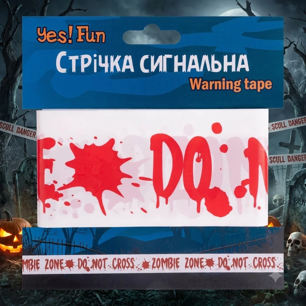 Стрічка сигнальная "Scull Danger"Halloween" 10 м