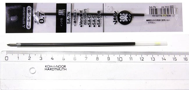 Стрижень кульковий 143 мм чорный 0,7 мм к uni SA-S Fine, Lakubo, Clifter — фото 2